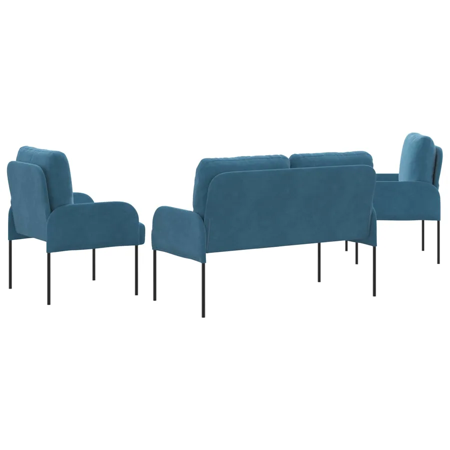 Ensembles de canapés 3 pcs Bleu 115 x 56 x 80 cm Contreplaqué - 7