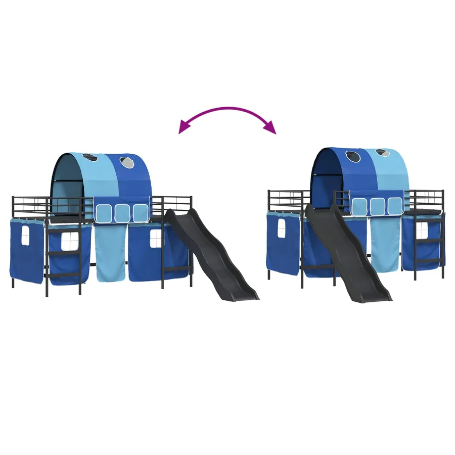 Lit mezzanine pour enfants Uni Noir et Bleu 107 x 203 cm Métал - 14