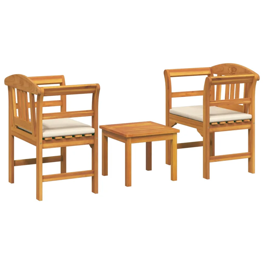 Ensemble de salon Rose de jardin 3 pcs Bois d'Acacia Massif - 2