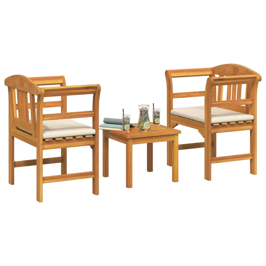 Ensemble de salon Rose de jardin 3 pcs Bois d'Acacia Massif - 3
