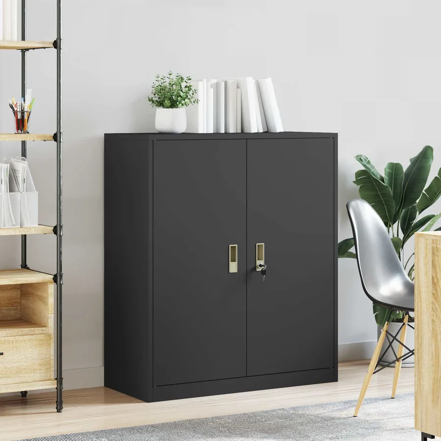 Armoire de rangement Noir 90 x 40 x 105 cm Acier - 4