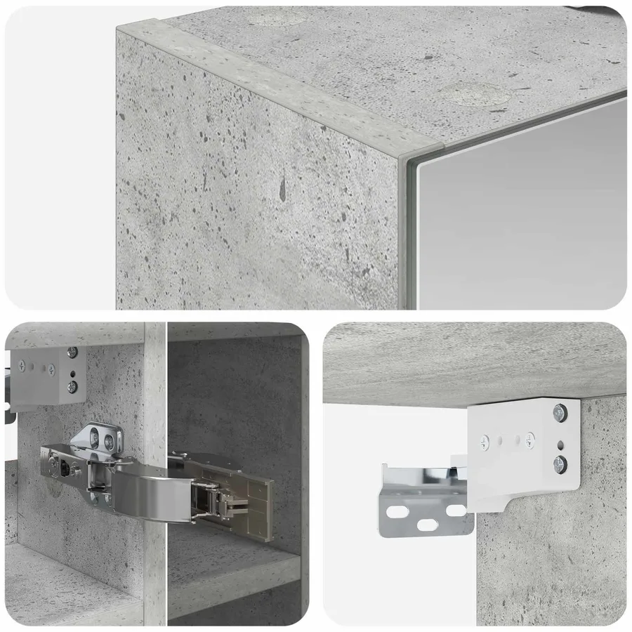 Armoire Miroir de Salle de Bain Gris béton 60 x 14,5 x 50 cm - 10