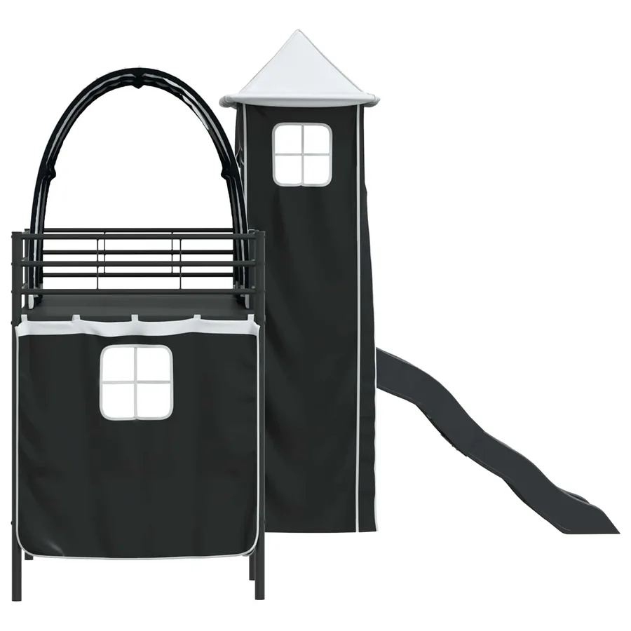 Lit mezzanine pour enfants Uni Noir 100 x 190 cm métal - 9