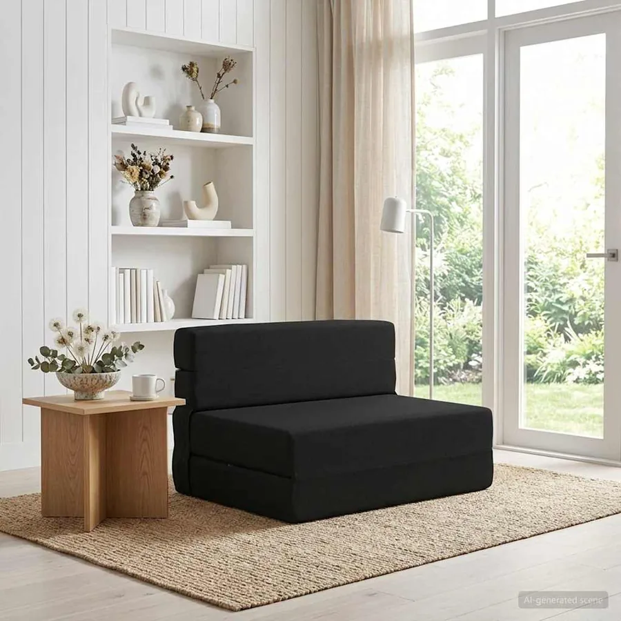 Canapé-lit pliable Noir 100 x 80 x 60 cm Tissu