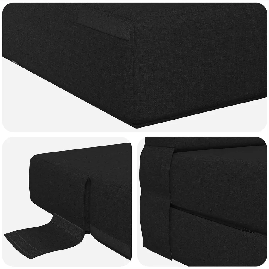 Canapé-lit pliable Noir 100 x 80 x 60 cm Tissu - 6