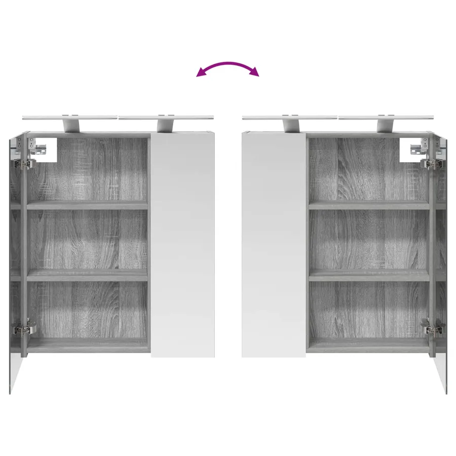 Armoire Miroir de Salle de Bain Gris Sonoma 60 x 14,5 x 70 cm - 12
