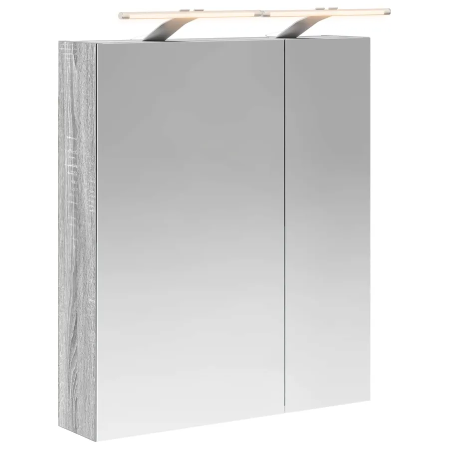 Armoire Miroir de Salle de Bain Gris Sonoma 60 x 14,5 x 70 cm - 2
