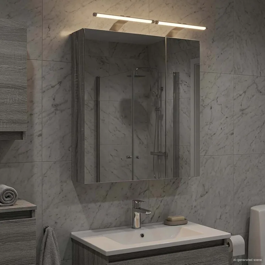 Armoire Miroir de Salle de Bain Gris Sonoma 60 x 14,5 x 70 cm - 4