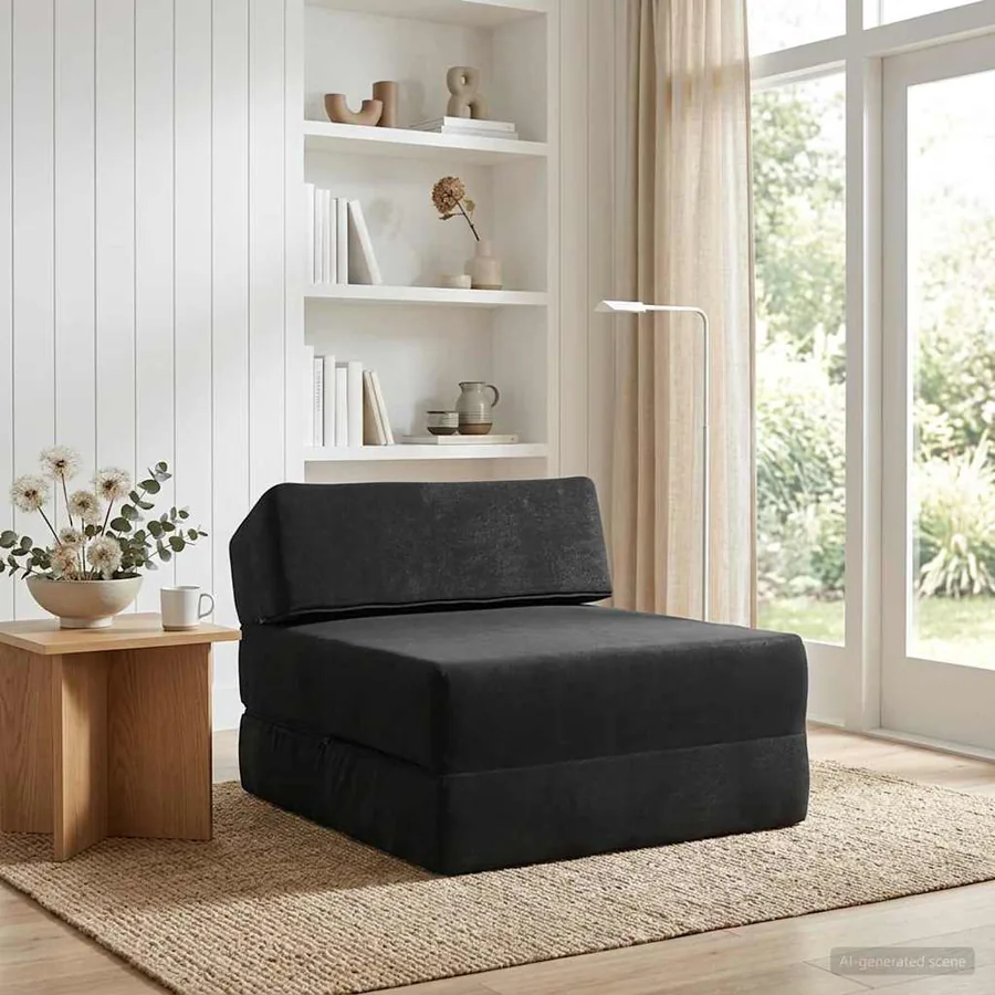 Canapé-lit pliable Noir 60 x 70 x 41 cm Tissu