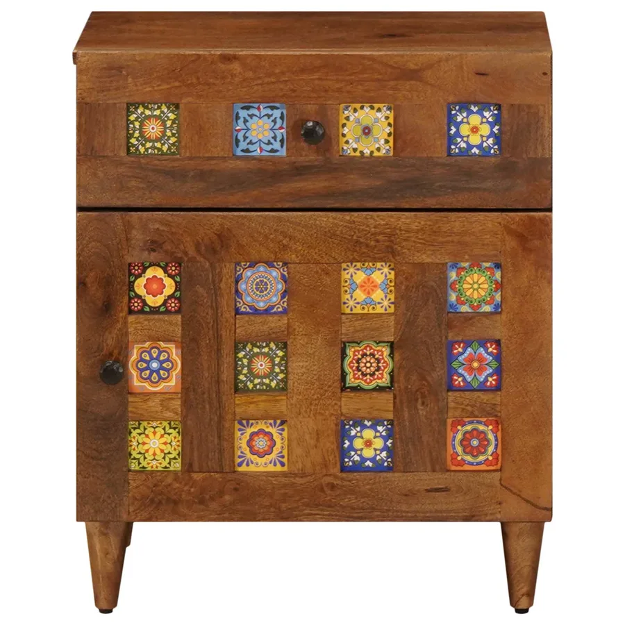 Cabinet de chevet Marron 50 x 33 x 60 cm Bois de mangue massif - 4