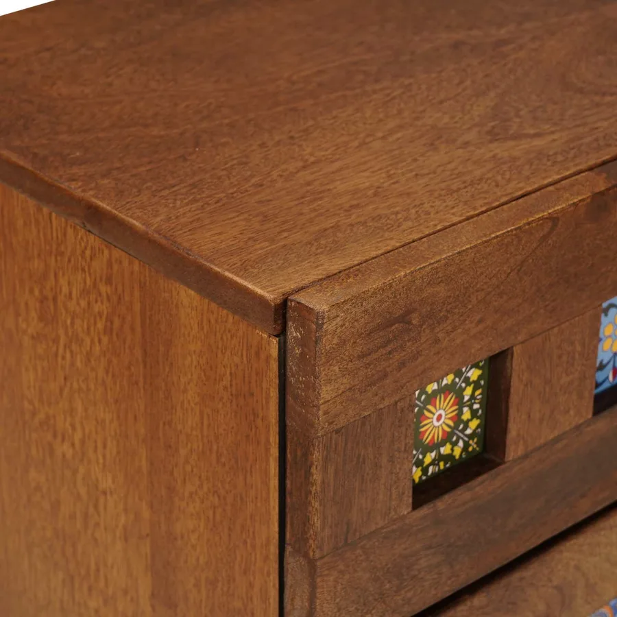 Cabinet de chevet Marron 50 x 33 x 60 cm Bois de mangue massif - 7