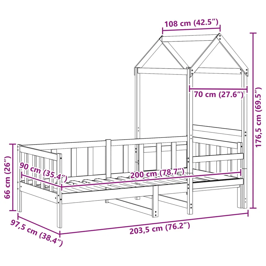 Ensemble Lit de Jour 2 pcs Cire marron Bois de pin massif - 12