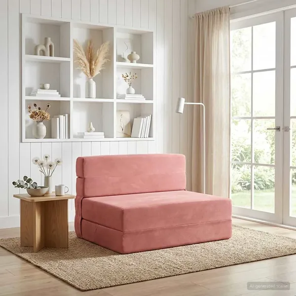 Canapé-lit pliable Rose 100 x 80 x 60 cm Tissu