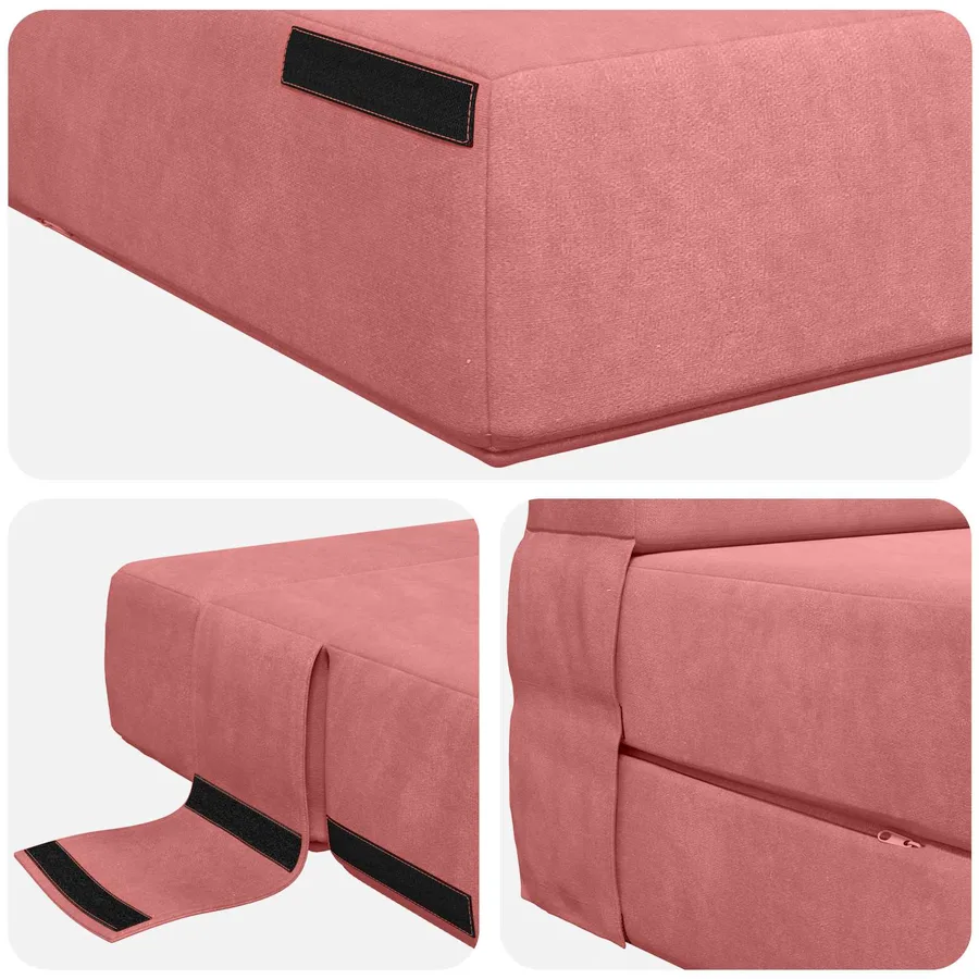 Canapé-lit pliable Rose 100 x 80 x 60 cm Tissu - 6