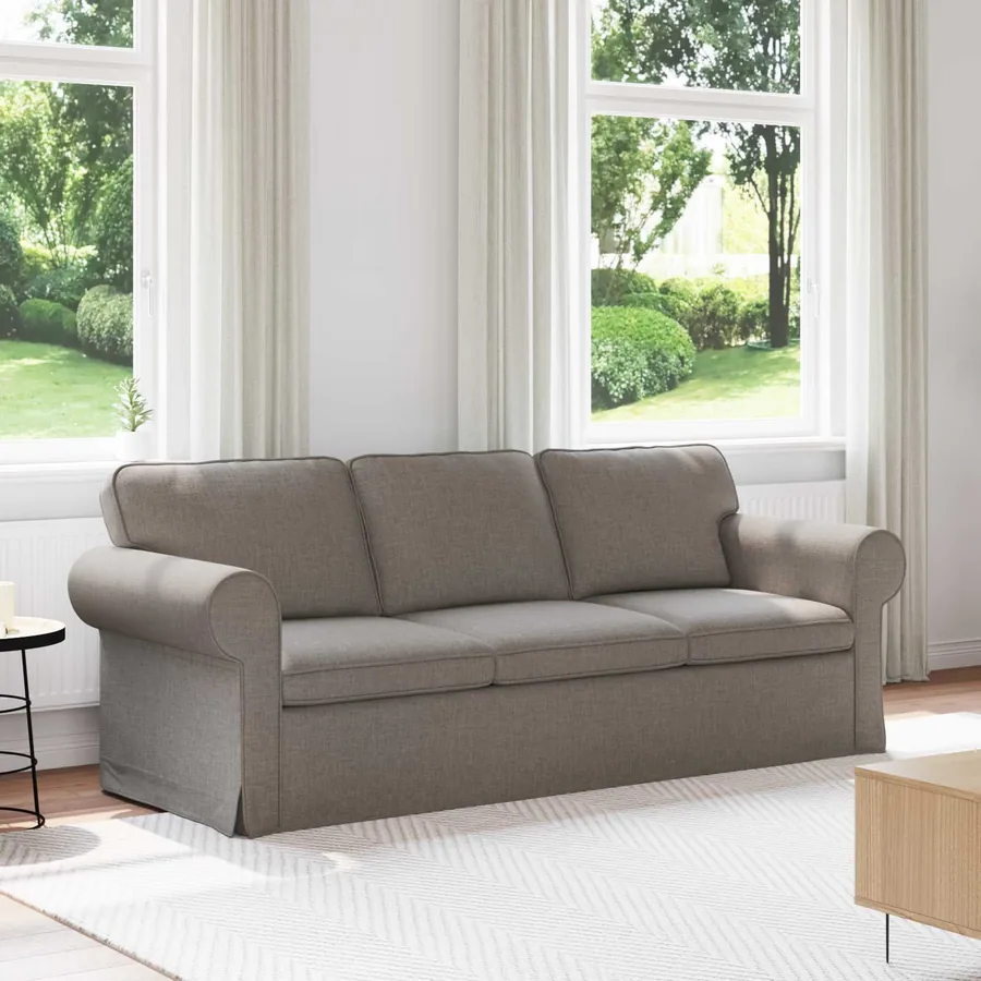 Canapé Taupe 215 x 82 x 80 cm tissu