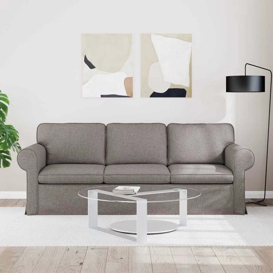 Canapé Taupe 215 x 82 x 80 cm tissu - 3
