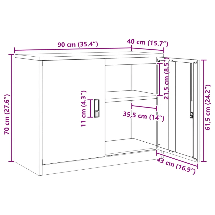 Armoire de rangement Vert olive 90 x 40 x 70 cm Acier - 13