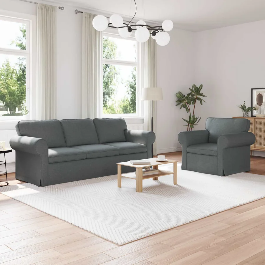 Ensemble de Canapés 2 pcs Gris foncé 215 x 82 x 80 cm tissu
