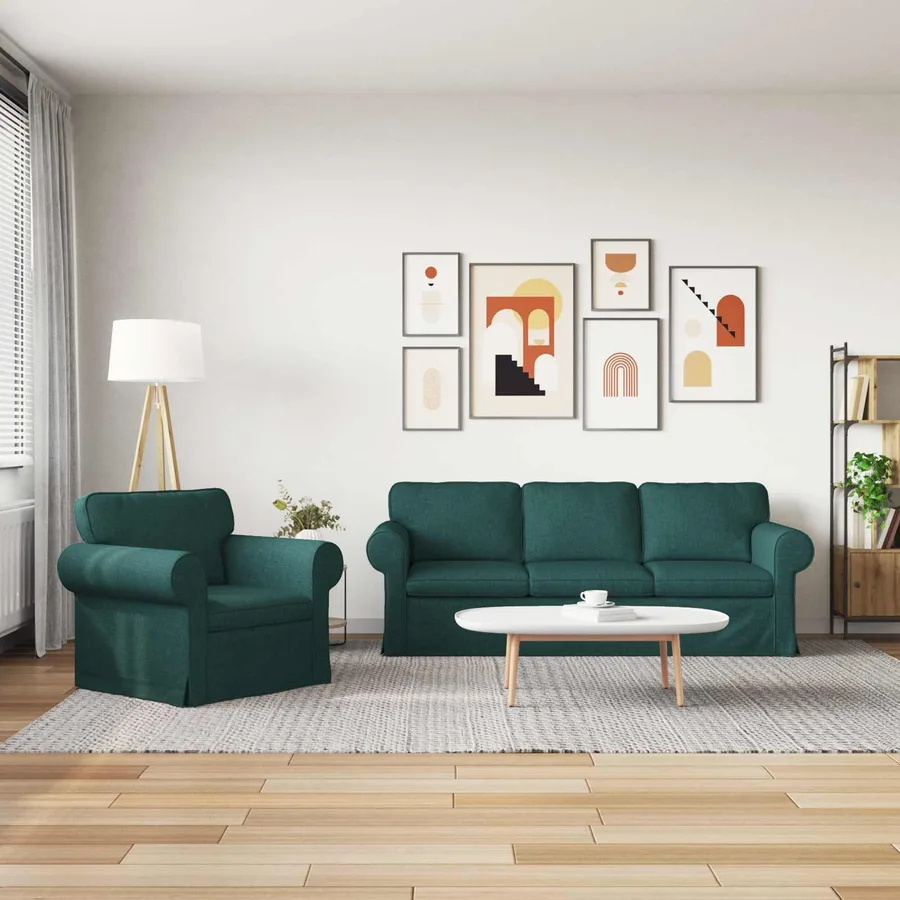 Ensemble de Canapés 2 pcs Vert foncé 215 x 82 x 80 cm tissu - 3