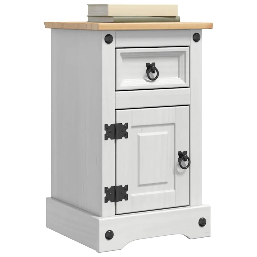 Table de chevet Corona Blanc 35 x 32,5 x 58 cm Pin massif - 3