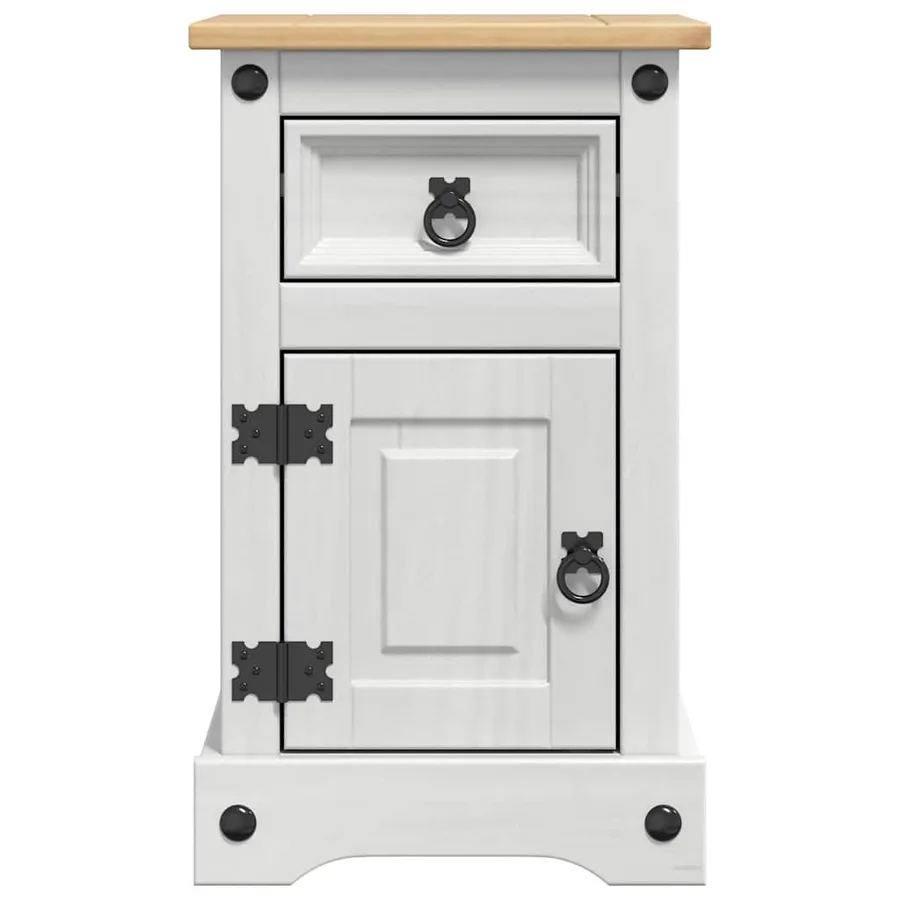 Table de chevet Corona Blanc 35 x 32,5 x 58 cm Pin massif - 6