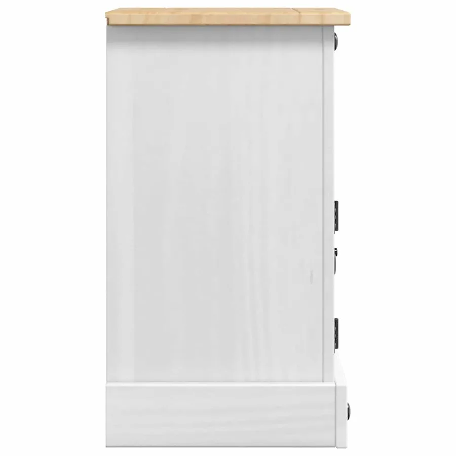 Table de chevet Corona Blanc 35 x 32,5 x 58 cm Pin massif - 7