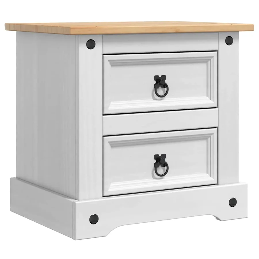 Table de chevet Corona Blanc 53 x 39 x 47 cm Pin massif - 2
