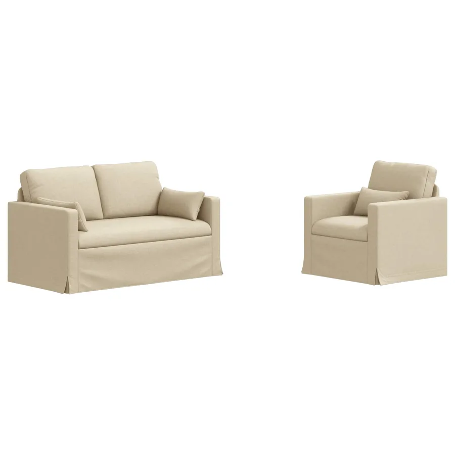 Ensemble de Canapés 2 pcs Crème 139 x 78 x 80 cm tissu - 2