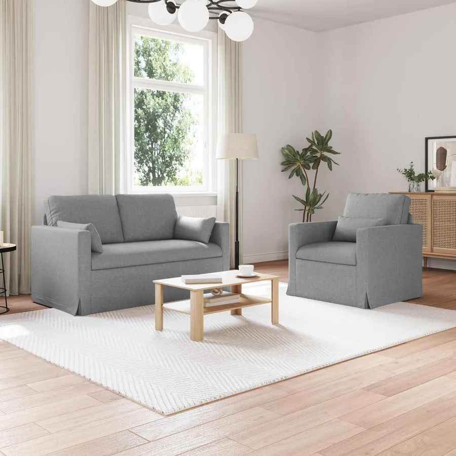 Ensemble de Canapés 2 pcs Gris clair 139 x 78 x 80 cm tissu