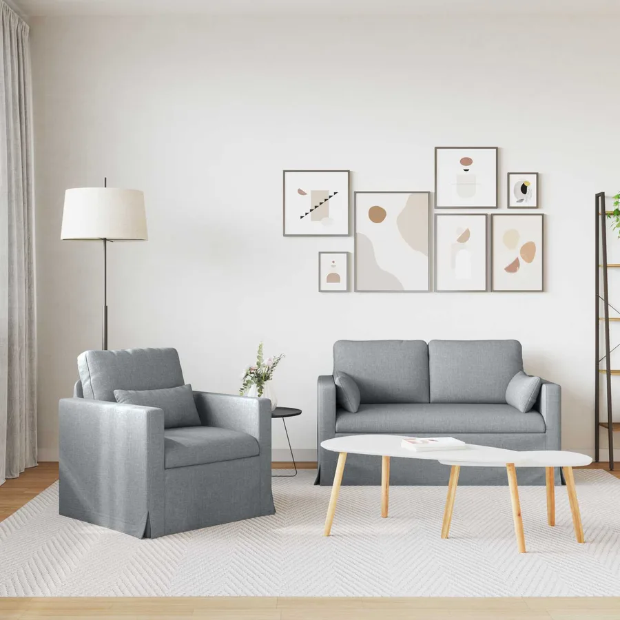 Ensemble de Canapés 2 pcs Gris clair 139 x 78 x 80 cm tissu - 3