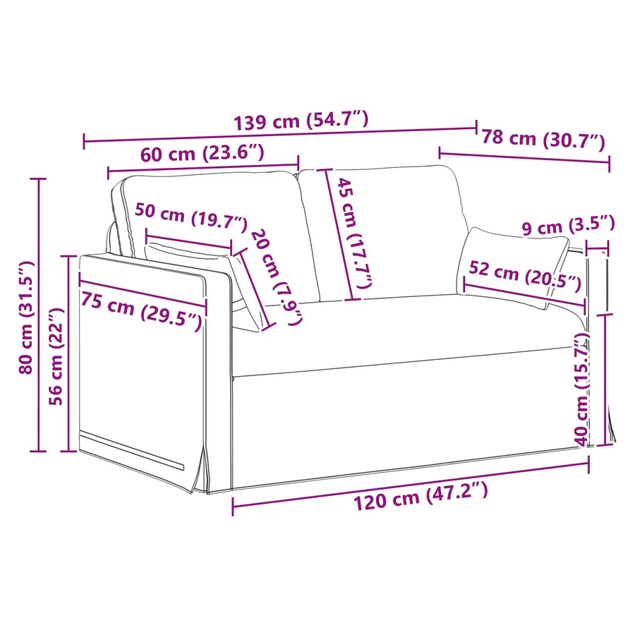 Ensemble de Canapés 2 pcs Gris clair 139 x 78 x 80 cm tissu - 8