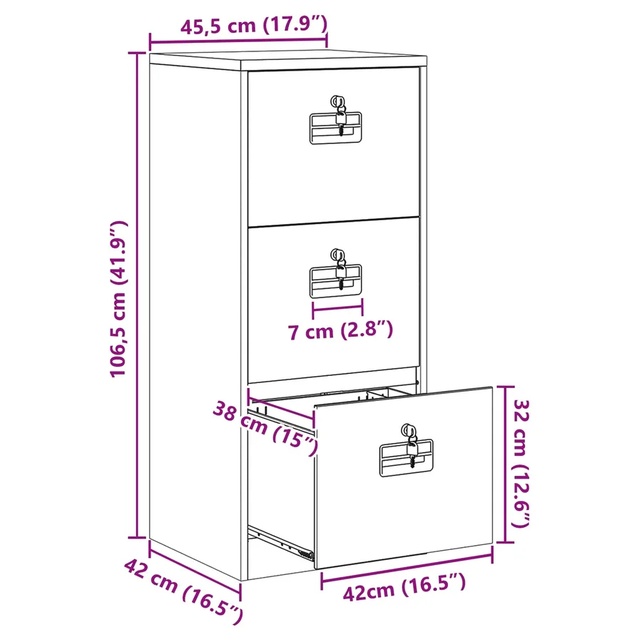 Cabinet de Dossier Jaune moutarde 45,5 x 42 x 106,5 cm - 14