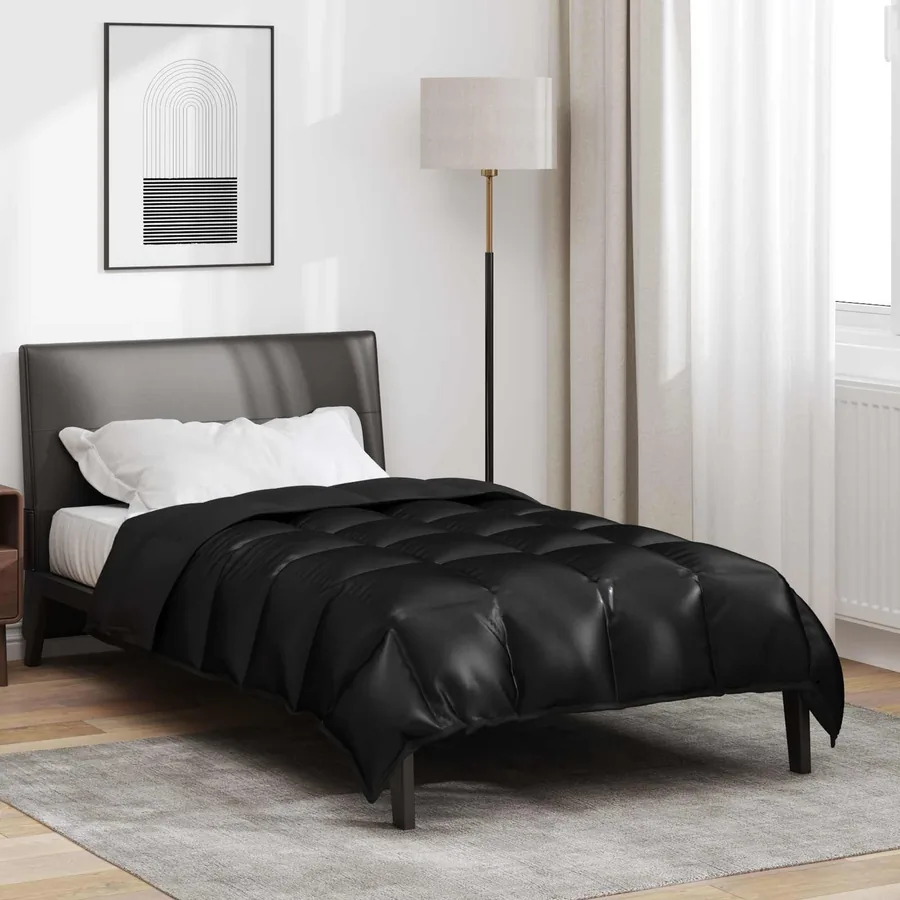 Duvet d'hiver Noir 135 x 200 cm Satin et Microfibre