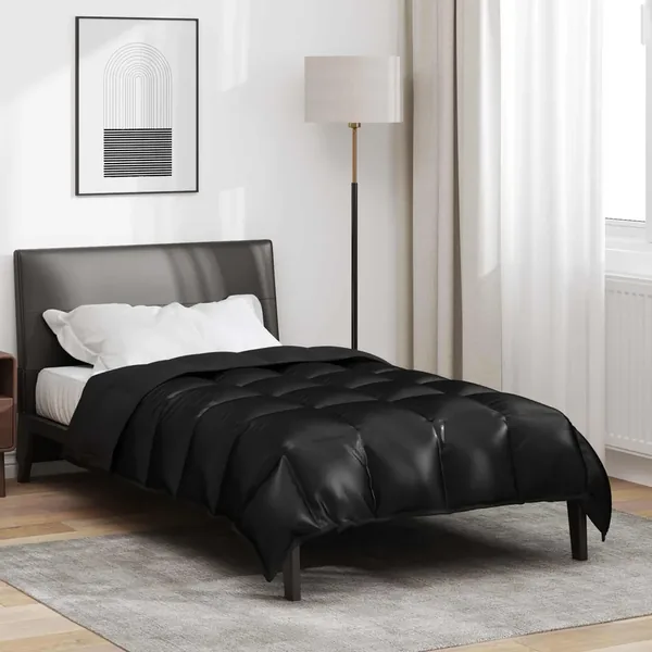 Duvet d'hiver Noir 155 x 220 cm Satin et Microfibre
