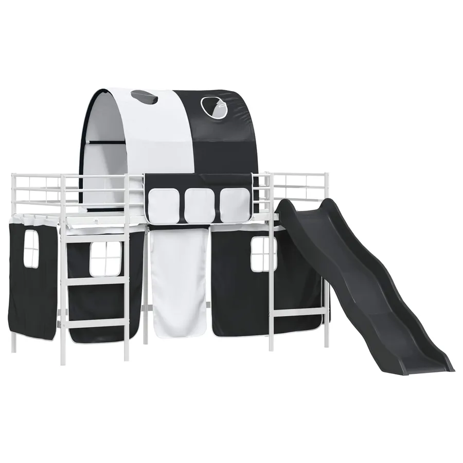 Lit mezzanine pour enfants Blanc et Noir 100 x 190 cm Métал - 4