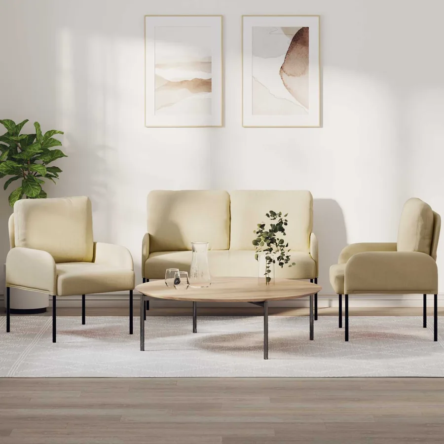 Ensembles de canapés 3 pcs Crème 115 x 56 x 80 cm Contreplaqué
