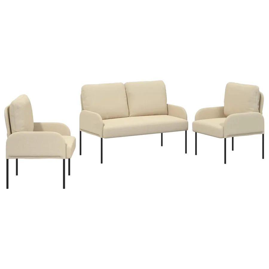 Ensembles de canapés 3 pcs Crème 115 x 56 x 80 cm Contreplaqué - 2