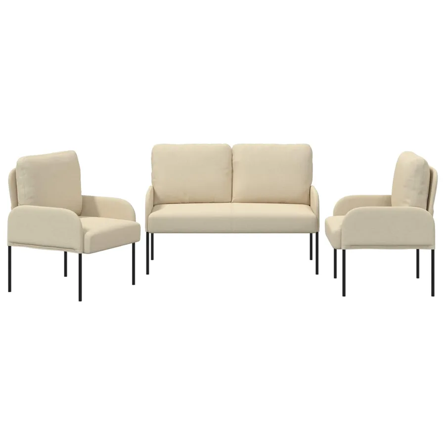 Ensembles de canapés 3 pcs Crème 115 x 56 x 80 cm Contreplaqué - 6