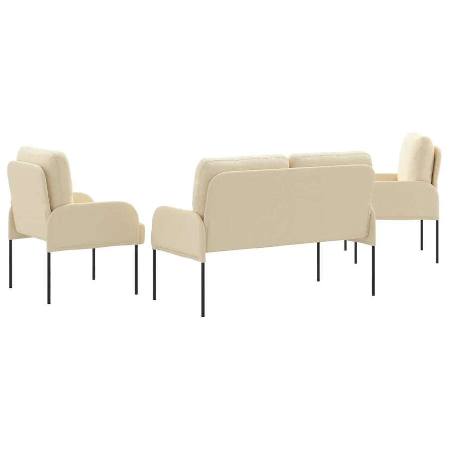 Ensembles de canapés 3 pcs Crème 115 x 56 x 80 cm Contreplaqué - 7