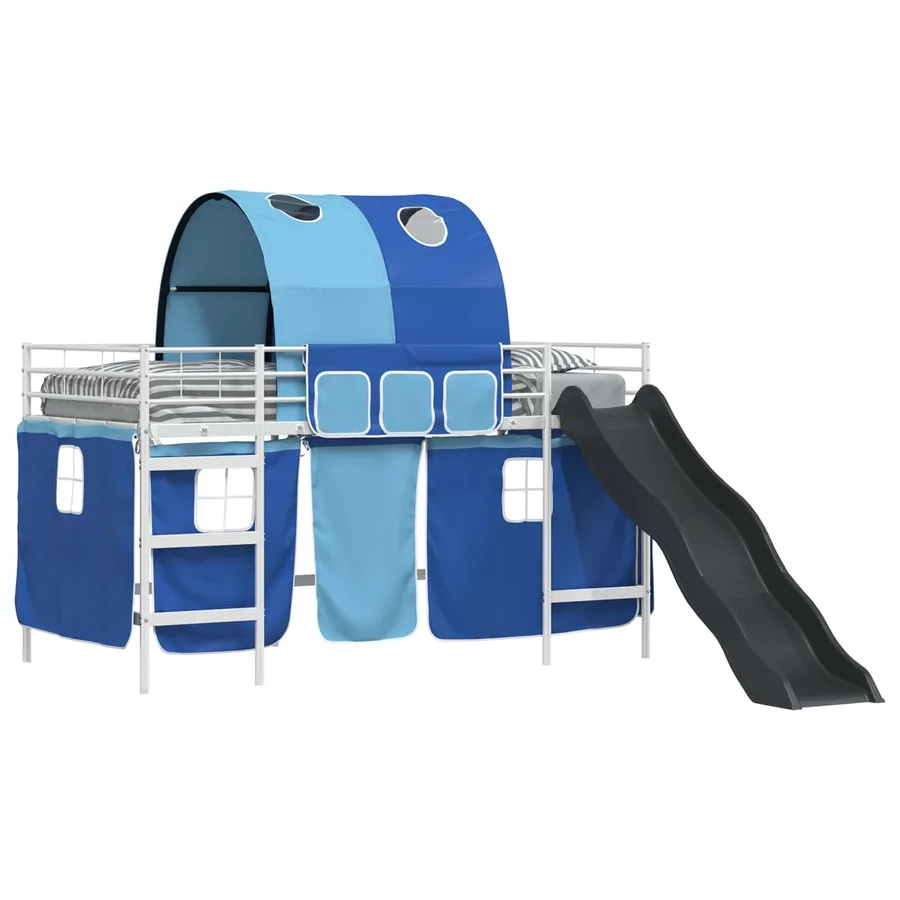 Lit mezzanine pour enfants Uni Blanc et Bleu 107 x 203 cm Métал - 2