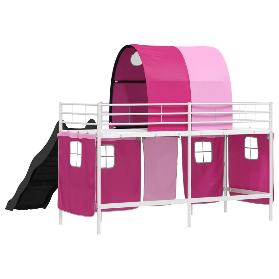 Lit mezzanine pour enfants Blanc et rose 100 x 190 cm Métал - 8