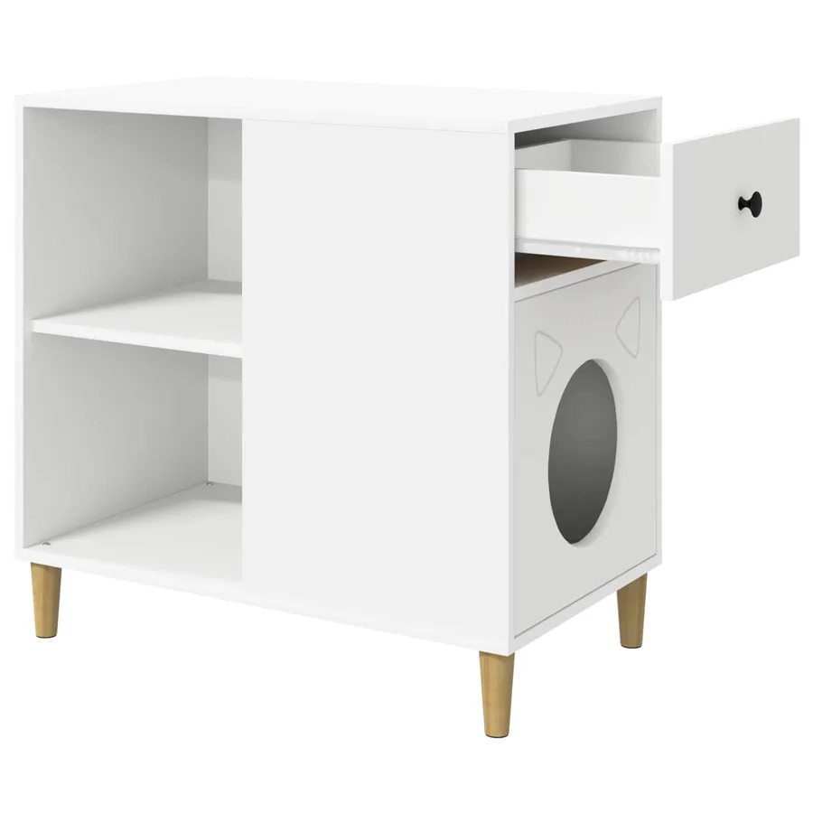 Maison pour chat Blanc 72 x 42.5 x 70 cm Bois d'ingénierie - 5