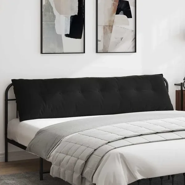 Coussin de Dos Noir 200 x 50 cm Tissu en velours côtelé