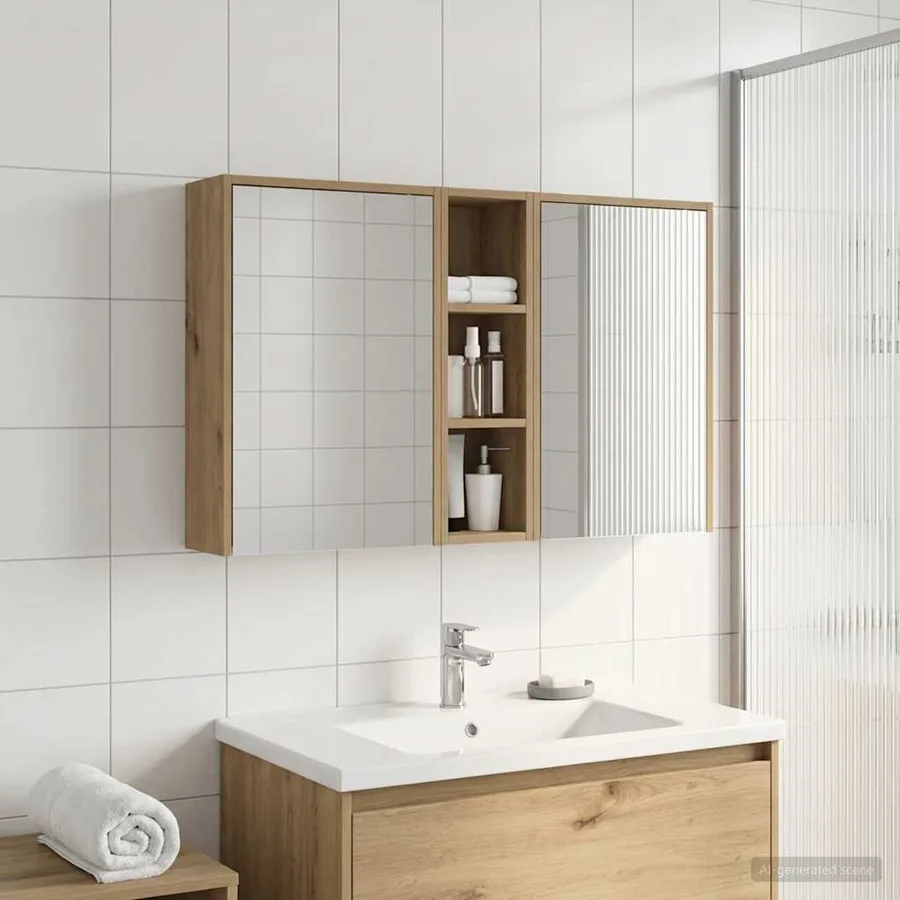 Ensemble de Meubles de Salle de Bain 3 pc 106 x 16 x 62,5 cm - 4
