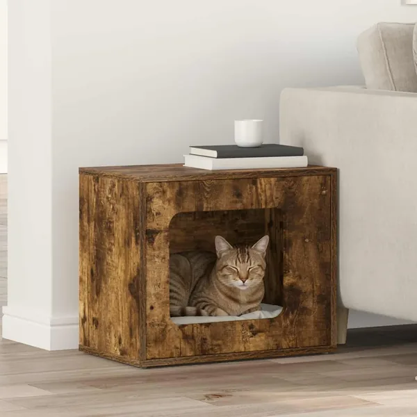 Maison pour chat Chêne fumé 51 x 30 x 42,5 cm Bois d'ingénierie