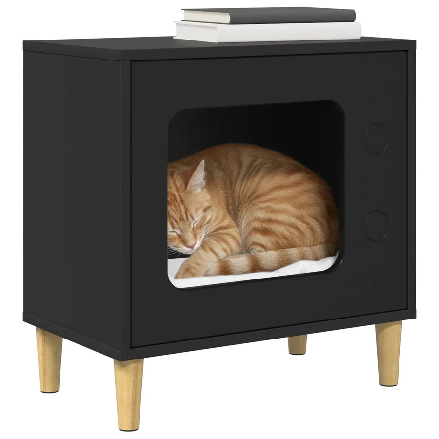 Maison pour chat Noir 51 x 30 x 52 cm Bois d'ingénierie - 3
