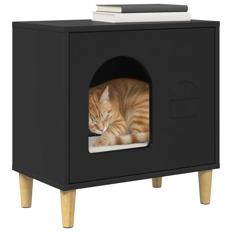 Maison pour chat Noir 51 x 30 x 52 cm Bois d'ingénierie - 3