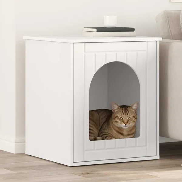 Maison pour chat Blanc 53 x 52 x 62 cm Bois d'ingénierie