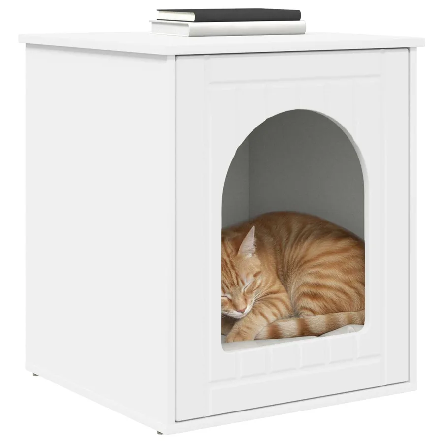 Maison pour chat Blanc 53 x 52 x 62 cm Bois d'ingénierie - 3