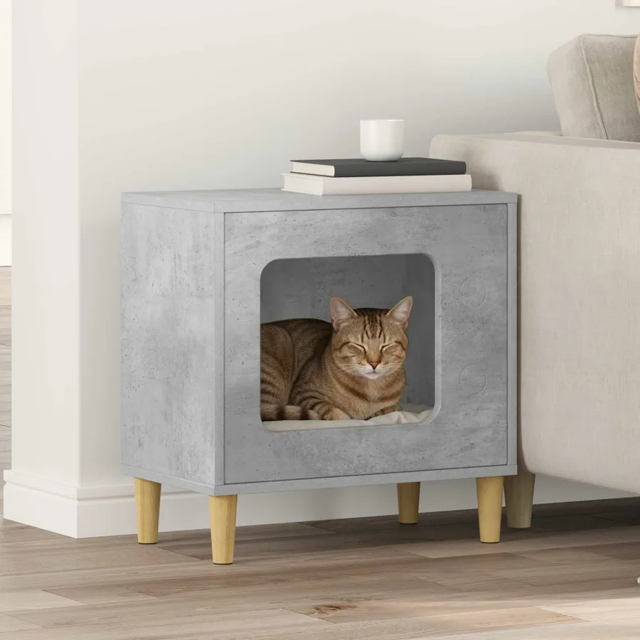 Maison pour chat Béton 51 x 30 x 52 cm Bois d'ingénierie